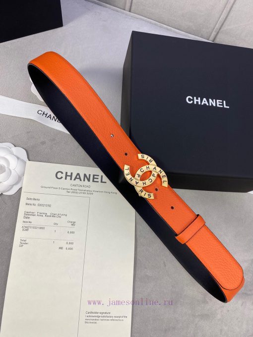 Width 3.0cm Chanel Lychee patterned cowhide with gold and silver steel buckle support lf51d15t - Image 7