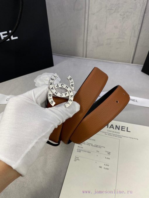 Width 3.0cm Chanel Lychee patterned cowhide with gold and silver steel buckle support ffxmz49t - Image 3
