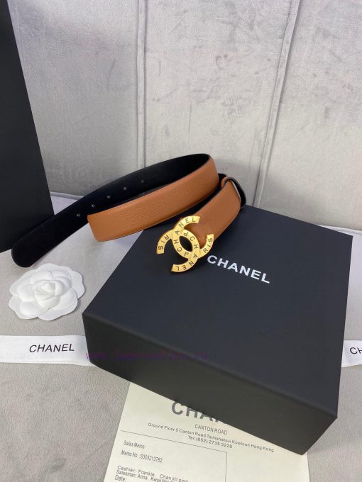 Width 3.0cm Chanel Lychee patterned cowhide with gold and silver steel buckle support ffxmz49t - Image 8