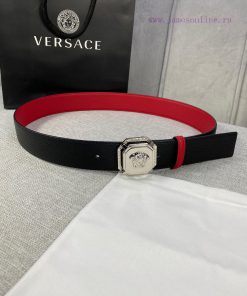 P Width 4.0cm Versace Two Sided Lychee Pattern Belt with Iconic Versace Medusa Head Buckle, lz8vtpeh