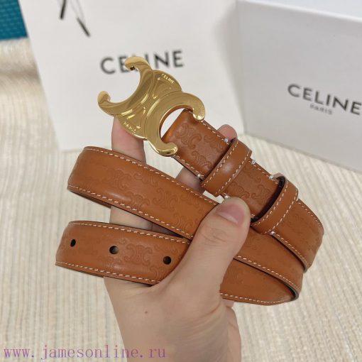 Celine 2.5cm double-sided calf leather top layer customization, with a Triumphal Arch emboss vx56rbh4 - Image 2