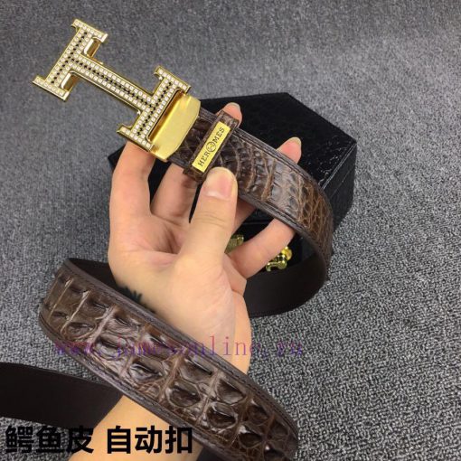 Hermes HERMES crocodile skinDelivery crocodile wooden box, automatic buckleGrade: Imported w tbdb8ejk - Image 4