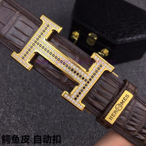 Hermes HERMES crocodile skinDelivery crocodile wooden box, automatic buckleGrade: Imported w tbdb8ejk - Image 6