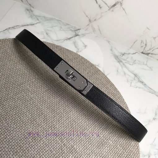 Herm è s Women's Belt with Small Leather Plated Palladium Buckle 1.8cm Width H069853CKR2 H B ly2ppp2l - Image 4