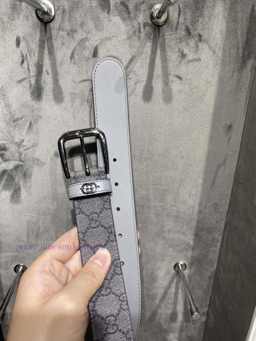 Gucci 673921 FABY3 Grey Supreme PVC Old Flower Imported Bottom Width 3.5cm Leather Loop Sewi alwuem8t - Image 2