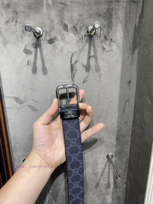 Gucci 673921 92TIN Black Supreme PVC Old Flower Imported Bottom Width 3.5cm Leather Loop Sew 0mf1ye9j - Image 3