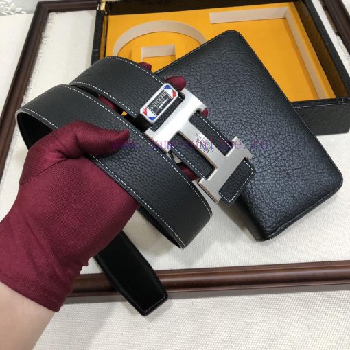 MADE IN FRANCEWooden box with accompanying picturesHERME @ Belt+Wallet SetBuckle material: T omans1nh - Image 7