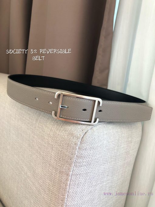 Hermes official website synchronization - SOCIETY 32 REVERSIBLE BELT with palladium plated m 05zxxp51