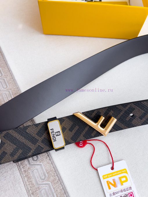 Fendi FENDI ️ Belt and beltBuckle, original classic pure copper boutique letter buckle, phot maxl6keg - Image 5