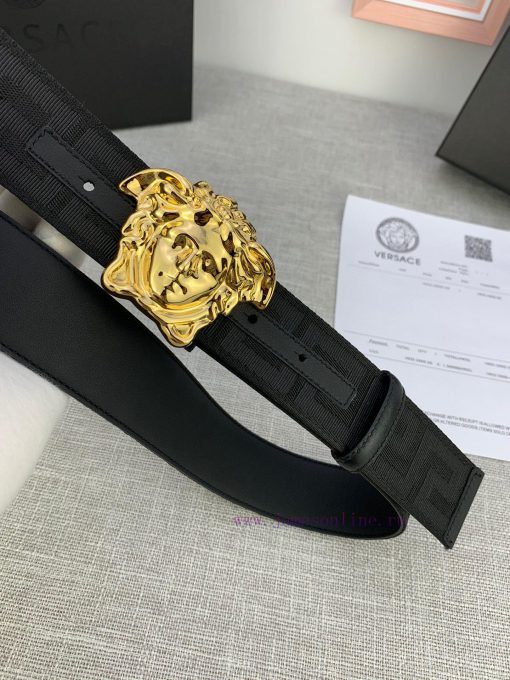 P Width 4.0cm Versace This canvas patterned leather waistband is adorned with the iconic Ver pdtfzn1q - Image 3