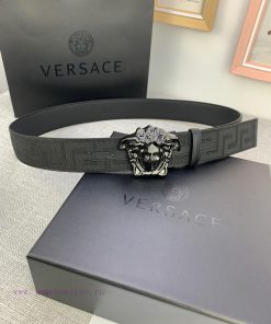 P Width 4.0cm Versace This canvas patterned leather waistband is adorned with the iconic Ver 1yfbozq7