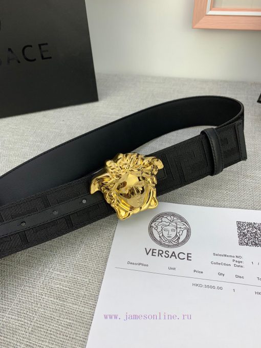 P Width 4.0cm Versace This canvas patterned leather waistband is adorned with the iconic Ver pdtfzn1q - Image 5