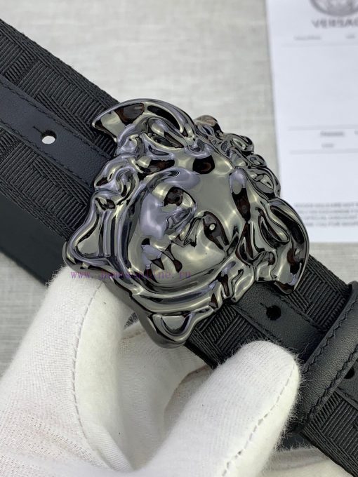 P Width 4.0cm Versace This canvas patterned leather waistband is adorned with the iconic Ver 1yfbozq7 - Image 4