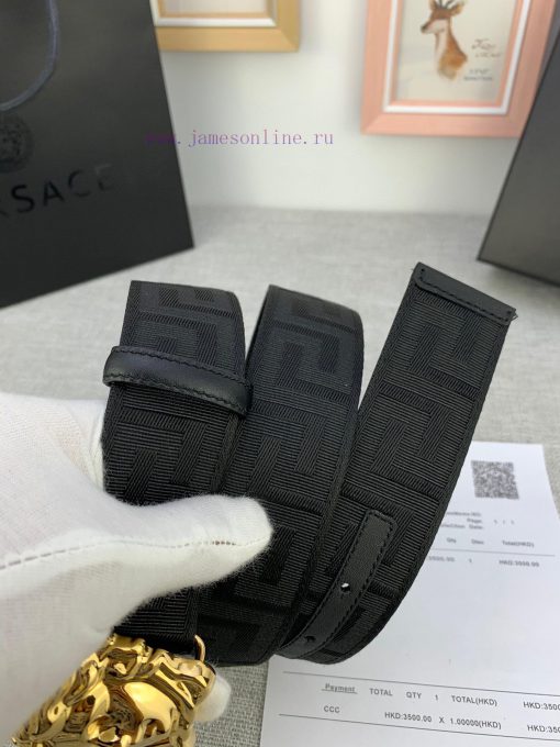 P Width 4.0cm Versace This canvas patterned leather waistband is adorned with the iconic Ver pdtfzn1q - Image 9