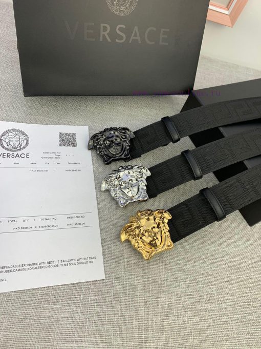 P Width 4.0cm Versace This canvas patterned leather waistband is adorned with the iconic Ver 1yfbozq7 - Image 10