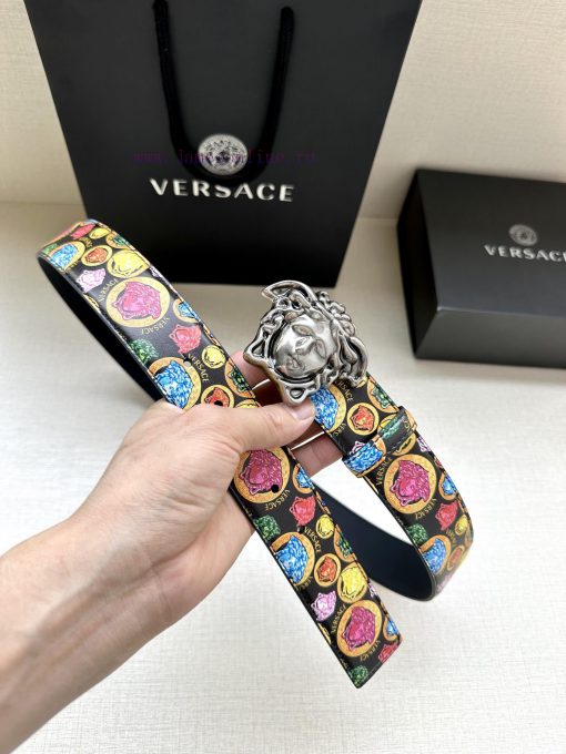 Width 4.0cm Versace This Palazzo belt is made of cowhide fabric and adorned with Le Pop Clas 1kv4q2vm - Image 8