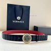 Width 3.8cm VERSACE JEANS COUPURE Leather V-EMBLEM Buckle Belt with La Greca accents for per z1fa9t32