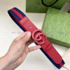 Width 4.0cm GUCCI classic canvas woven belt with woven leather edges and double G-buckles, p ecfnreq0