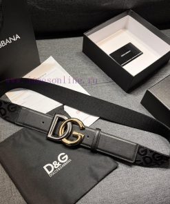 DG Dolce&Gabbana, Width 4.0cm Dolce&Gabbana New Men's Ribbon Printed Belt, Paired with Logo exprz14s
