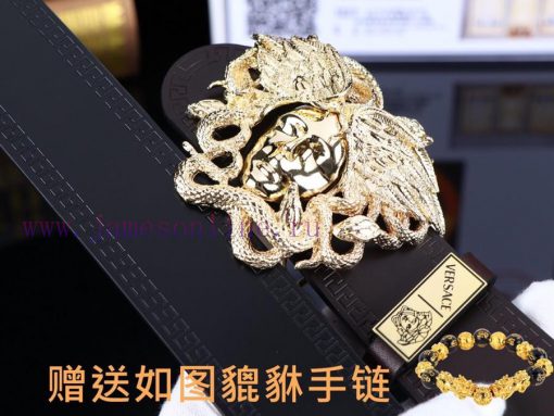 Belt Versace Ver…Belt made of 100% head layer cowhide, double-sided lychee pattern, ensuring xqspf3gy - Image 2