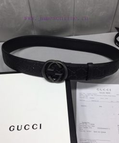 GUCCI Classic Full Leather Embossed, Original Imported Leather Bottom, Premium Double G Stee jf5ptdf2