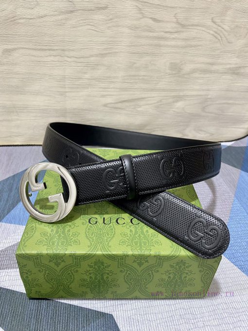 The Gucci 40mm belt features imported needle pattern embossed large flowers and a factory cu e0tnydu2