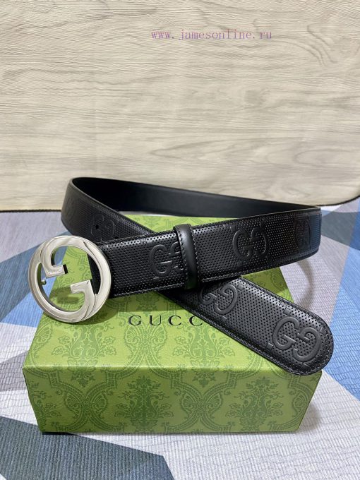 The Gucci 40mm belt features imported needle pattern embossed large flowers and a factory cu e0tnydu2 - Image 2