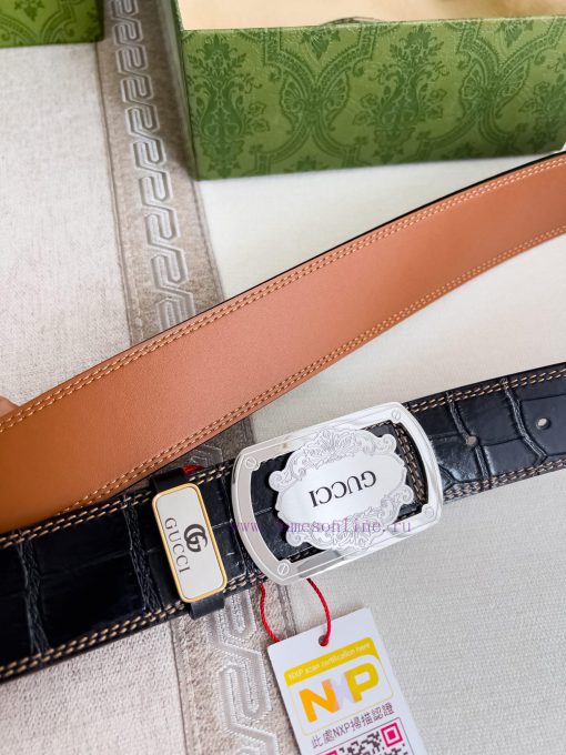 Gucci Gucci Belt ️ BeltHanging buckle, pure steel material buckle head, top layer cowhide, p 9z6l3lfl - Image 5