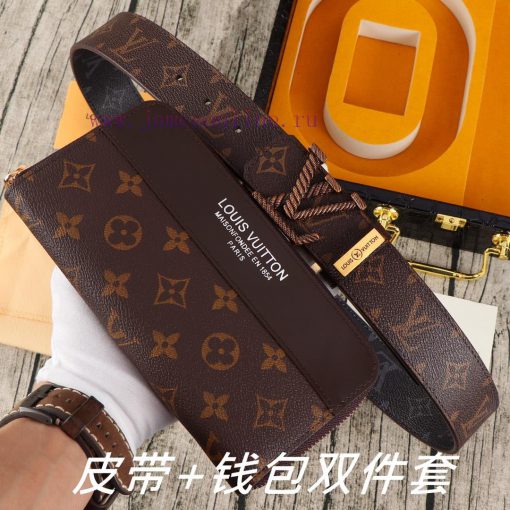 LV. Yilu Weideng Double Piece SetWooden box, belt+wallet, two-piece setGrade: Italian import ti70y1rx - Image 2