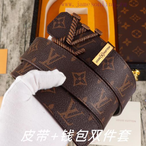 LV. Yilu Weideng Double Piece SetWooden box, belt+wallet, two-piece setGrade: Italian import ti70y1rx - Image 3