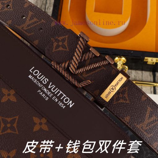 LV. Yilu Weideng Double Piece SetWooden box, belt+wallet, two-piece setGrade: Italian import ti70y1rx - Image 6