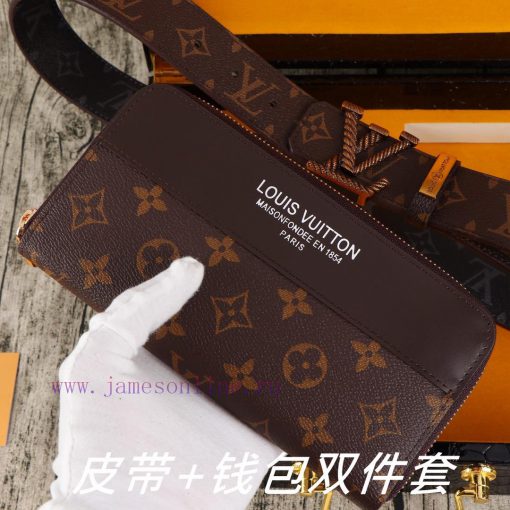 LV. Yilu Weideng Double Piece SetWooden box, belt+wallet, two-piece setGrade: Italian import ti70y1rx - Image 7