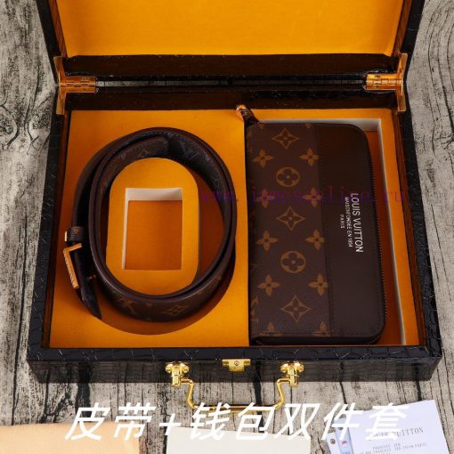 LV. Yilu Weideng Double Piece SetWooden box, belt+wallet, two-piece setGrade: Italian import ti70y1rx - Image 9