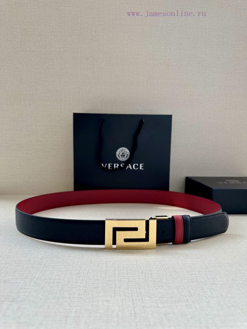 Width 3.5cm Versace double-sided palm print/This soft belt features a geometric Greek loop b yupd29n3 - Image 2