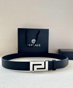 Width 3.5cm Versace double-sided palm print/This soft belt features a geometric Greek loop b 7kmhljgj