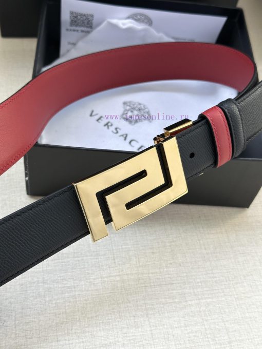 Width 3.5cm Versace double-sided palm print/This soft belt features a geometric Greek loop b yupd29n3 - Image 4