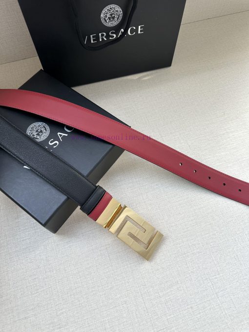 Width 3.5cm Versace double-sided palm print/This soft belt features a geometric Greek loop b yupd29n3 - Image 5