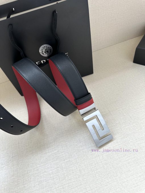 Width 3.5cm Versace double-sided palm print/This soft belt features a geometric Greek loop b yupd29n3 - Image 7