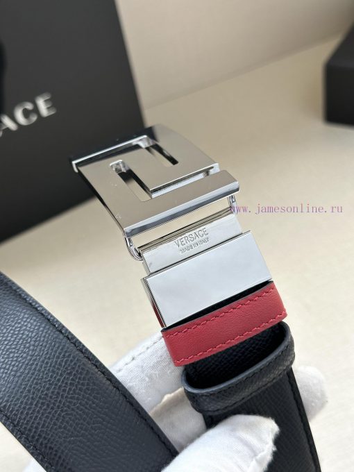 Width 3.5cm Versace double-sided palm print/This soft belt features a geometric Greek loop b yupd29n3 - Image 8