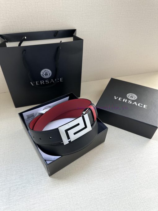 Width 3.5cm Versace double-sided palm print/This soft belt features a geometric Greek loop b yupd29n3 - Image 10