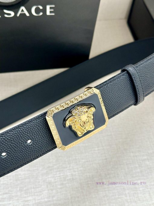 Width 4.0cm Versace This soft belt is adorned with a 3D Medusa belt buckle, which can be pai hulk4mqh - Image 4