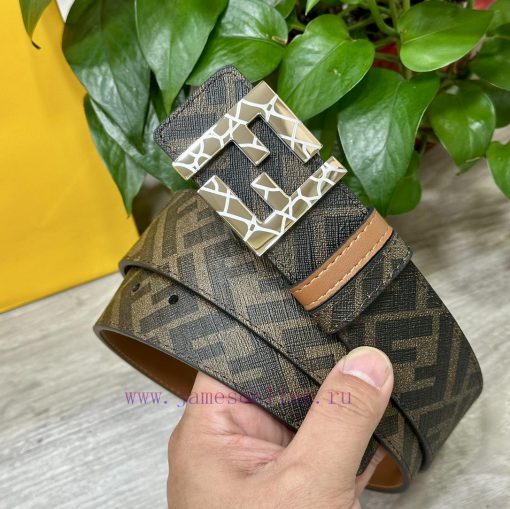 (Image+10)FENDI style, width 4.0CM, double ring front and back waist belt with FF nail buckl 8zjcqbe4 - Image 2