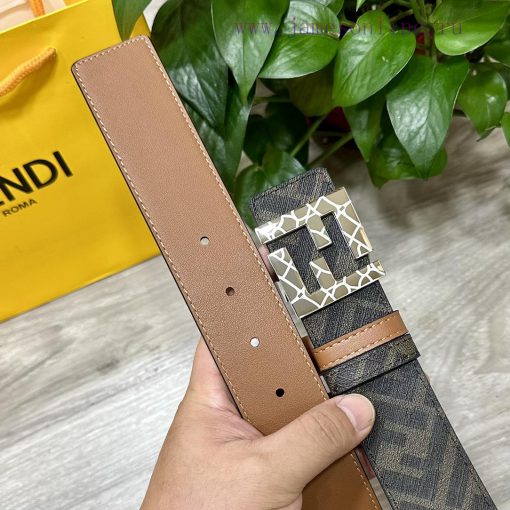 (Image+10)FENDI style, width 4.0CM, double ring front and back waist belt with FF nail buckl 8zjcqbe4 - Image 5