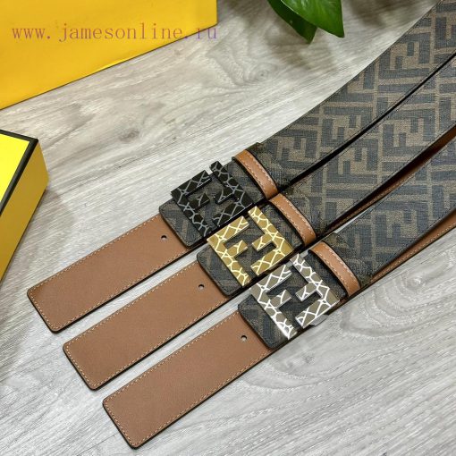 (Image+10)FENDI style, width 4.0CM, double ring front and back waist belt with FF nail buckl 8zjcqbe4 - Image 7