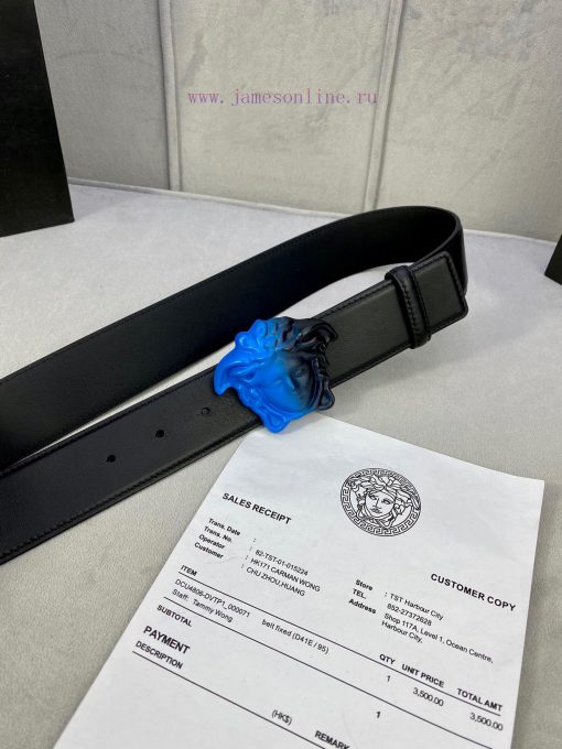 Width 3.8cm Versace This belt is crafted from high-quality leather and features a white/gold i7vet1np - Image 3