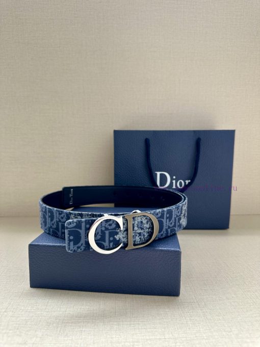 Width 3.5cm. This double-sided belt is made of 35mm blue denim fabric with smooth cowhide Ob 1z92stqo - Image 6