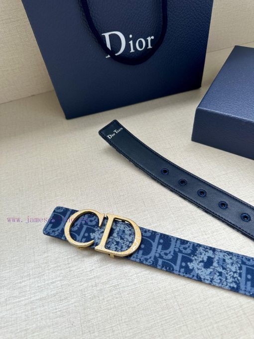 Width 3.5cm. This double-sided belt is made of 35mm blue denim fabric with smooth cowhide Ob nlrxrg3i - Image 6