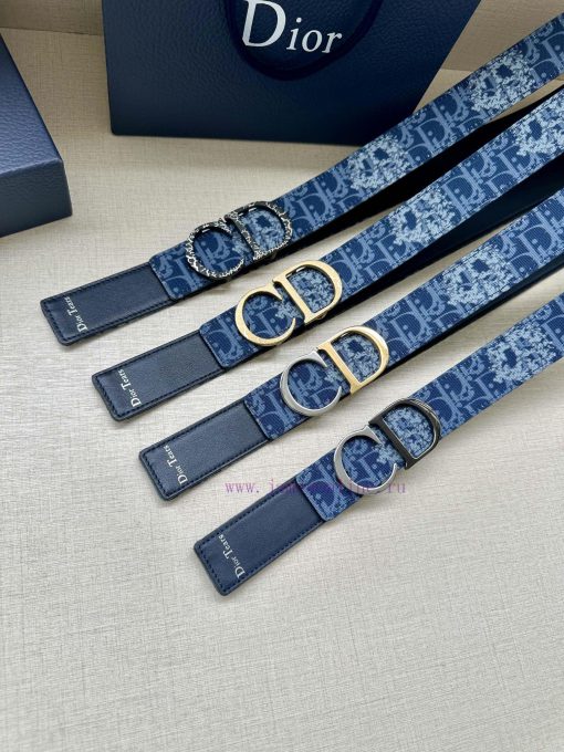 Width 3.5cm. This double-sided belt is made of 35mm blue denim fabric with smooth cowhide Ob 1z92stqo - Image 11