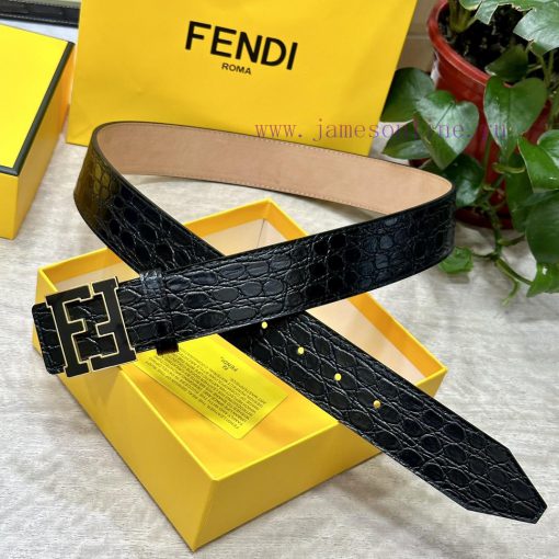 FENDL 40MM wide double-sided original calf leather with a single ruthenium palladium plated 06dtixoa
