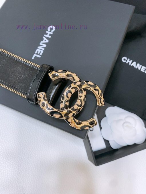 Chanel 24c brass metal imported shiny calf leather 4.0cm soft and exquisite waist belt k8kpcljq - Image 4